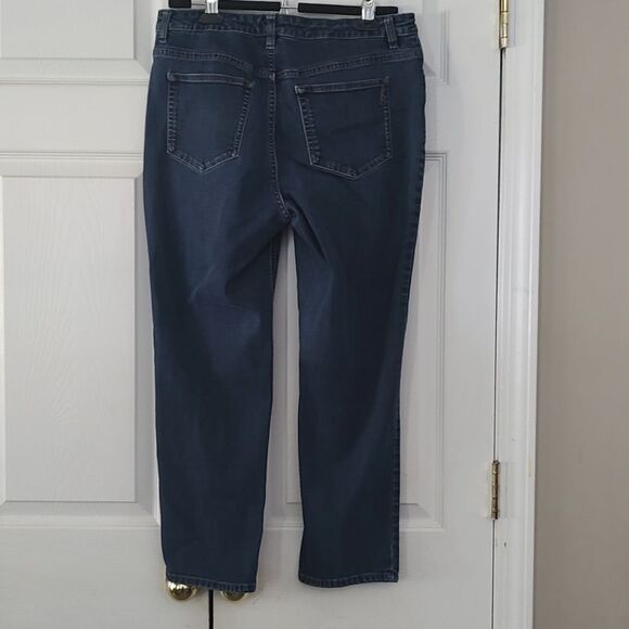 D & Co Denim & Company stretch pull on denim elastic jean leggings   Sz 12P - Picture 5 of 6